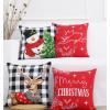 PurpleEssences Red Throw Pillow Covers, 18 x 18 Inch Christmas Winter Holiday Cushion Case Decoration for Sofa Couch Set of 4 – Red – Deer/Snowman/Merry Christmas/Bright(Red – Deer/Snowman/Merry Christmas/Bright)