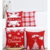 PurpleEssences Red Throw Pillow Covers, 18 x 18 Inch Christmas Winter Holiday Cushion Case Decoration for Sofa Couch Set of 4 – Red – Deer/Snowman/Merry Christmas/Bright(Red – Merry Christmas/Snow/Santa/Checks)