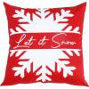 PurpleEssences Red Throw Pillow Covers, 18 x 18 Inch Christmas Winter Holiday Cushion Case Decoration for Sofa Couch Set of 4 – Red – Deer/Snowman/Merry Christmas/Bright(Red – Merry Christmas/Snow/Santa/Checks)