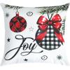 PurpleEssences Red Throw Pillow Covers, 18 x 18 Inch Christmas Winter Holiday Cushion Case Decoration for Sofa Couch Set of 4 – Red – Deer/Snowman/Merry Christmas/Bright(Red – Tartan Plaid/Joy/Hello Winter/Tree)