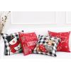 PurpleEssences Red Throw Pillow Covers, 18 x 18 Inch Christmas Winter Holiday Cushion Case Decoration for Sofa Couch Set of 4 – Red – Deer/Snowman/Merry Christmas/Bright(Red – Deer/Snowman/Merry Christmas/Bright)