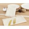 PurpleEssences Rust Cloth Napkins with Fringes, 100% Cotton Fall Thanksgiving Table Cloth Napkins, Set of 6 18×18 Inch Reusable Dinner Napkins for Parties and Weddings(Beige)