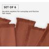 PurpleEssences Rust Cloth Napkins with Fringes, 100% Cotton Fall Thanksgiving Table Cloth Napkins, Set of 6 18×18 Inch Reusable Dinner Napkins for Parties and Weddings(Rust)
