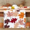 PurpleEssences Rust Jacquard Fall Table Runner Collection, 14×90-in Autumn Table Runner for Fall Harvest & Farmhouse Kitchen, Damask Cotton Thanksgiving Table Runners, Maple Leaves(Maple Leaves)