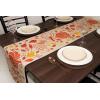 PurpleEssences Rust Jacquard Fall Table Runner Collection, 14×90-in Autumn Table Runner for Fall Harvest & Farmhouse Kitchen, Damask Cotton Thanksgiving Table Runners, Maple Leaves(Pumkin & Wheat)