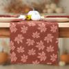 PurpleEssences Rust Jacquard Fall Table Runner Collection, 14×90-in Autumn Table Runner for Fall Harvest & Farmhouse Kitchen, Damask Cotton Thanksgiving Table Runners, Maple Leaves(Damask Maple Leaves)