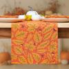 PurpleEssences Rust Jacquard Fall Table Runner Collection, 14×90-in Autumn Table Runner for Fall Harvest & Farmhouse Kitchen, Damask Cotton Thanksgiving Table Runners, Maple Leaves(Maple & Hazel)