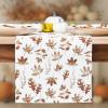 PurpleEssences Rust Jacquard Fall Table Runner Collection, 14×90-in Autumn Table Runner for Fall Harvest & Farmhouse Kitchen, Damask Cotton Thanksgiving Table Runners, Maple Leaves(Aurelia)