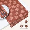 PurpleEssences Rust Jacquard Fall Table Runner Collection, 14×90-in Autumn Table Runner for Fall Harvest & Farmhouse Kitchen, Damask Cotton Thanksgiving Table Runners, Maple Leaves(Damask Maple Leaves)