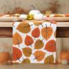 PurpleEssences Rust Jacquard Fall Table Runner Collection, 14×90-in Autumn Table Runner for Fall Harvest & Farmhouse Kitchen, Damask Cotton Thanksgiving Table Runners, Maple Leaves(Amber)