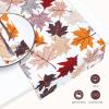 PurpleEssences Rust Jacquard Fall Table Runner Collection, 14×90-in Autumn Table Runner for Fall Harvest & Farmhouse Kitchen, Damask Cotton Thanksgiving Table Runners, Maple Leaves(Maple Leaves)