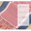 PurpleEssences Rust Table Runner – Wide with Dobby Stripe, Heavy Ribbed Weave & Double Knot Fringes, 14×90 Inch (14×95.5 with Fringes) Boho Farmhouse Decor – Fall Thanksgiving – Rust and H.White(Red Blue White)