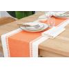PurpleEssences Rust Table Runner – Wide with Dobby Stripe, Heavy Ribbed Weave & Double Knot Fringes, 14×90 Inch (14×95.5 with Fringes) Boho Farmhouse Decor – Fall Thanksgiving – Rust and H.White(Orange and H.white)