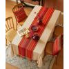 PurpleEssences Rust Table Runner – Wide with Dobby Stripe, Heavy Ribbed Weave & Double Knot Fringes, 14×90 Inch (14×95.5 with Fringes) Boho Farmhouse Decor – Fall Thanksgiving – Rust and H.White(Spice)