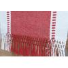 PurpleEssences Rust Table Runner – Wide with Dobby Stripe, Heavy Ribbed Weave & Double Knot Fringes, 14×90 Inch (14×95.5 with Fringes) Boho Farmhouse Decor – Fall Thanksgiving – Rust and H.White(Red and White)
