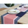 PurpleEssences Rust Table Runner – Wide with Dobby Stripe, Heavy Ribbed Weave & Double Knot Fringes, 14×90 Inch (14×95.5 with Fringes) Boho Farmhouse Decor – Fall Thanksgiving – Rust and H.White(Red Blue White)
