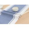 PurpleEssences Rust Table Runner – Wide with Dobby Stripe, Heavy Ribbed Weave & Double Knot Fringes, 14×90 Inch (14×95.5 with Fringes) Boho Farmhouse Decor – Fall Thanksgiving – Rust and H.White(French Blue and H.white)