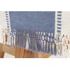 PurpleEssences Rust Table Runner – Wide with Dobby Stripe, Heavy Ribbed Weave & Double Knot Fringes, 14×90 Inch (14×95.5 with Fringes) Boho Farmhouse Decor – Fall Thanksgiving – Rust and H.White(French Blue and H.white)