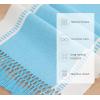 PurpleEssences Rust Table Runner – Wide with Dobby Stripe, Heavy Ribbed Weave & Double Knot Fringes, 14×90 Inch (14×95.5 with Fringes) Boho Farmhouse Decor – Fall Thanksgiving – Rust and H.White(Aqua Blue and H.white)