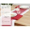 PurpleEssences Rust Table Runner – Wide with Dobby Stripe, Heavy Ribbed Weave & Double Knot Fringes, 14×90 Inch (14×95.5 with Fringes) Boho Farmhouse Decor – Fall Thanksgiving – Rust and H.White(Red and White)