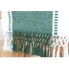 PurpleEssences Rust Table Runner – Wide with Dobby Stripe, Heavy Ribbed Weave & Double Knot Fringes, 14×90 Inch (14×95.5 with Fringes) Boho Farmhouse Decor – Fall Thanksgiving – Rust and H.White(Forest Green and White)