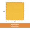 PurpleEssences Scalloped Embroidery Cloth Napkins Table Decor Fall Thanksgiving 100% Cotton Set of 4-18 x 18 inch – Aurelia Edges – Rust(Golden Yellow(edges- Orange))