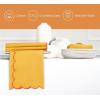 PurpleEssences Scalloped Embroidery Cloth Napkins Table Decor Fall Thanksgiving 100% Cotton Set of 4-18 x 18 inch – Aurelia Edges – Rust(Golden Yellow(edges- Orange))