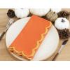 PurpleEssences Scalloped Embroidery Cloth Napkins Table Decor Fall Thanksgiving 100% Cotton Set of 4-18 x 18 inch – Aurelia Edges – Rust(Orange(edges- Golden Yellow))