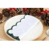 PurpleEssences Scalloped Embroidery Cloth Napkins Table Decor Fall Thanksgiving 100% Cotton Set of 4-18 x 18 inch – Aurelia Edges – Rust(White(edges- Forest Green))