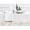 PurpleEssences Scalloped Embroidery Cloth Napkins Table Decor Fall Thanksgiving 100% Cotton Set of 4-18 x 18 inch – Aurelia Edges – Rust(White(edges- Forest Green))