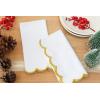 PurpleEssences Scalloped Embroidery Cloth Napkins Table Decor Fall Thanksgiving 100% Cotton Set of 4-18 x 18 inch – Aurelia Edges – Rust(White(edges- Gold))
