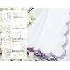 PurpleEssences Scalloped Embroidery Cloth Napkins Table Decor Fall Thanksgiving 100% Cotton Set of 4-18 x 18 inch – Aurelia Edges – Rust(White(edges- Lavender))
