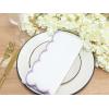PurpleEssences Scalloped Embroidery Cloth Napkins Table Decor Fall Thanksgiving 100% Cotton Set of 4-18 x 18 inch – Aurelia Edges – Rust(White(edges- Lavender))