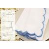 PurpleEssences Scalloped Embroidery Cloth Napkins Table Decor Fall Thanksgiving 100% Cotton Set of 4-18 x 18 inch – Aurelia Edges – Rust(White(edges- Light Blue))