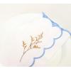 PurpleEssences Scalloped Embroidery Cloth Napkins Table Decor Fall Thanksgiving 100% Cotton Set of 4-18 x 18 inch – Aurelia Edges – Rust(White(edges- Light Blue))