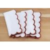 PurpleEssences Scalloped Embroidery Cloth Napkins Table Decor Fall Thanksgiving 100% Cotton Set of 4-18 x 18 inch – Aurelia Edges – Rust(White(edges- Rust))