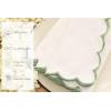 PurpleEssences Scalloped Embroidery Cloth Napkins Table Decor Fall Thanksgiving 100% Cotton Set of 4-18 x 18 inch – Aurelia Edges – Rust(White(edges- Sage Green))