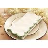 PurpleEssences Scalloped Embroidery Cloth Napkins Table Decor Fall Thanksgiving 100% Cotton Set of 4-18 x 18 inch – Aurelia Edges – Rust(White(edges- Sage Green))