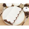 PurpleEssences Scalloped Embroidery Cloth Napkins Table Decor Fall Thanksgiving Halloween 100% Cotton Set of 4-18 x 18 inch – Black – Edges – Orange(Beige(edges- Brown))