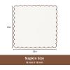 PurpleEssences Scalloped Embroidery Cloth Napkins Table Decor Fall Thanksgiving Halloween 100% Cotton Set of 4-18 x 18 inch – Black – Edges – Orange(Beige(edges- Brown))