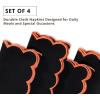 PurpleEssences Scalloped Embroidery Cloth Napkins Table Decor Fall Thanksgiving Halloween 100% Cotton Set of 4-18 x 18 inch – Black – Edges – Orange(Black(edges- Orange))