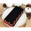 PurpleEssences Scalloped Embroidery Cloth Napkins Table Decor Fall Thanksgiving Halloween 100% Cotton Set of 4-18 x 18 inch – Black – Edges – Orange(Black(edges- Orange))