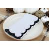 PurpleEssences Scalloped Embroidery Cloth Napkins Table Decor Fall Thanksgiving Halloween 100% Cotton Set of 4-18 x 18 inch – Black – Edges – Orange(White(edges- Black))