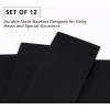 PurpleEssences Set of 12 Cloth Dinner Napkins 100% Cotton 18×18 Inch – Soft Durable Washable – Ideal for Farmhouse Party Fall Thanksgiving – Perfect Everyday Use Table Linen – Burgundy(Black)
