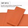 PurpleEssences Set of 12 Hemstitch Cloth Dinner Napkins 100% Cotton – Soft Durable Washable – Ideal for Wedding Fall Thanksgiving Halloween – Perfect Everyday Use Table Linen 18×18 – Black(Orange)