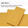 PurpleEssences Set of 12 Hemstitch Cloth Dinner Napkins 100% Cotton – Soft Durable Washable – Ideal for Wedding Fall Thanksgiving Halloween – Perfect Everyday Use Table Linen 18×18 – Black(Golden Yellow)