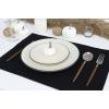 PurpleEssences Solid Hemstitch Placemat, 4 PCS of Stain Resistant Spill Proof Place Mats, Washable Placemats, Set of 4-13×19 Inch – Fall Thanksgiving – Royal Linen(Black)
