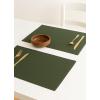 PurpleEssences Solid Ribbed Placemats 100% Cotton Place mats Set of 4, 13×19 Inch, Thick Durable Table Mats for Dining, Kitchen, or Casual Farmhouse Tabletop Décor Fall Thanksgiving – Rust(Olive Green)