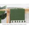 PurpleEssences Solid Ribbed Woven Table Runner with Multi-Tassels Farmhouse Dining Room – Perfect for Every Day and Seasonal Decor – Fall Thanksgiving – 13×90 Inches – Olive Green(Sage Green)
