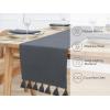 PurpleEssences Solid Ribbed Woven Table Runner with Multi-Tassels Farmhouse Dining Room – Perfect for Every Day and Seasonal Decor – Fall Thanksgiving – 13×90 Inches – Olive Green(Mineral Gray)